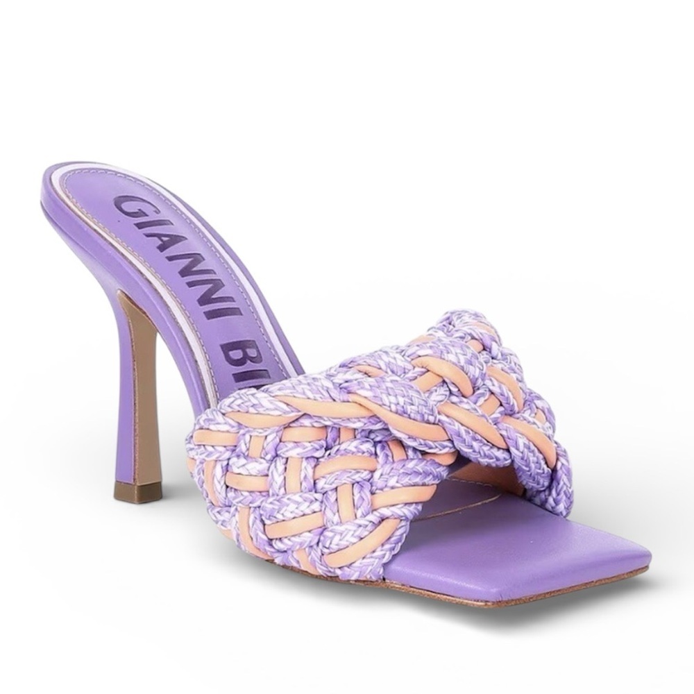 Gianni Bini Biddy Woven Leather Heel Sandals Size 8